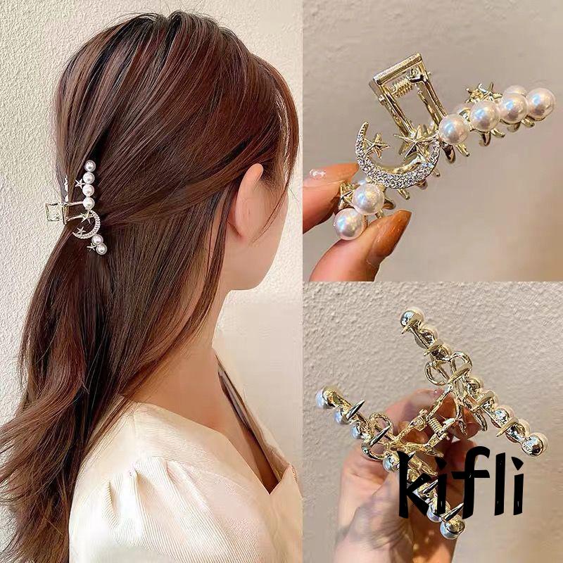 Jepit Rambut,Bahan Metal Aksen,Mutiara Dan Berlian Imitasi,Untuk Mandi