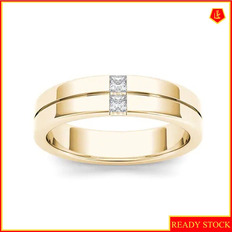 [Ready Stock]Simple Stylish 14K Gold Inlaid Rhinestone Ring