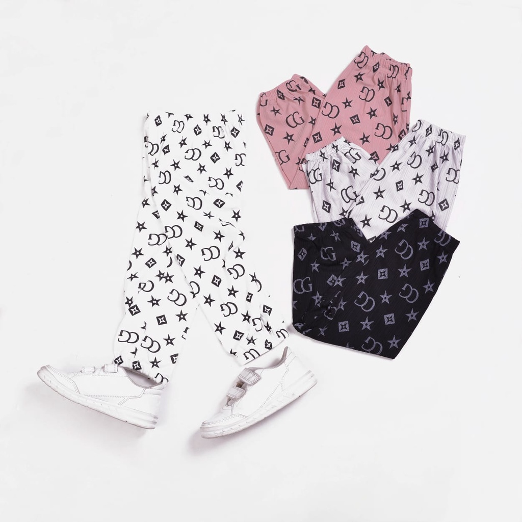 Celana joger anak rayon babyjack motif gucci cringkle