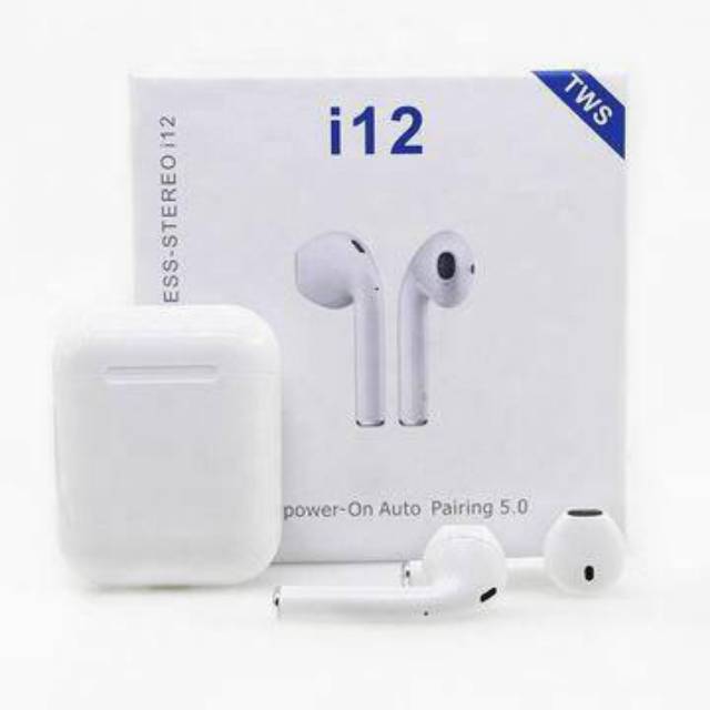 Headset i12 TWS Bluetooth V5.0 Earphone Wireles Sporty HF Bluetooth i12 TWS