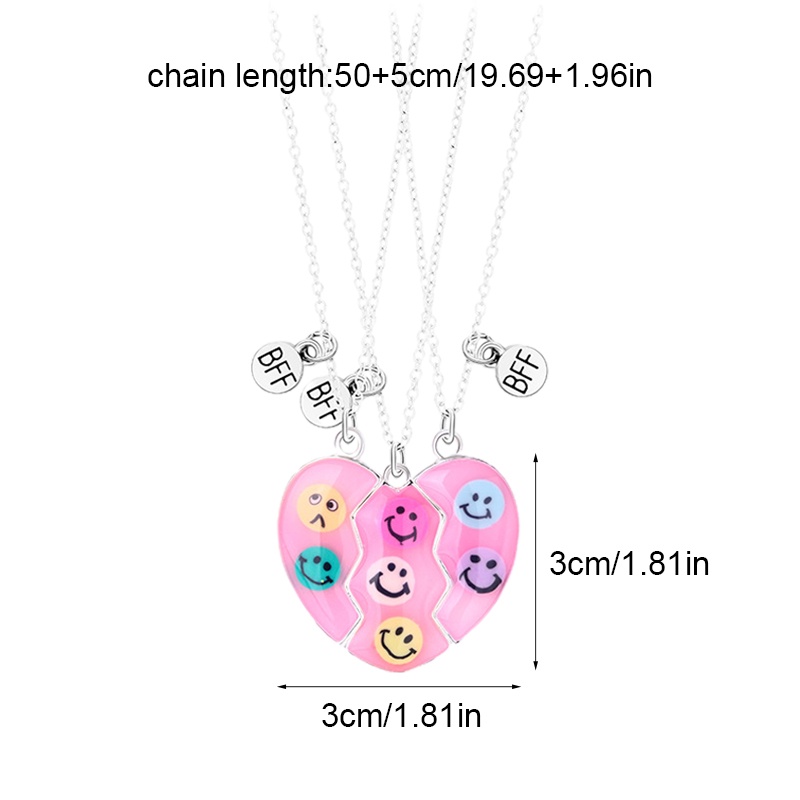 3pcs / Set Kalung Liontin Enamel Magnetik Motif Happy Face Smily Untuk Pria Dan Wanita