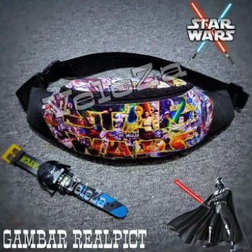 Waistbag anak karakter starwars 2in1 - waistbag + jam