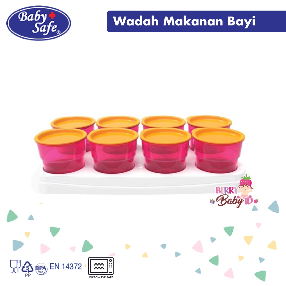 Baby Safe 8-in-1 Multi Food Containers Tempat Makanan dan Puree Bayi BBS035 Berry Mart