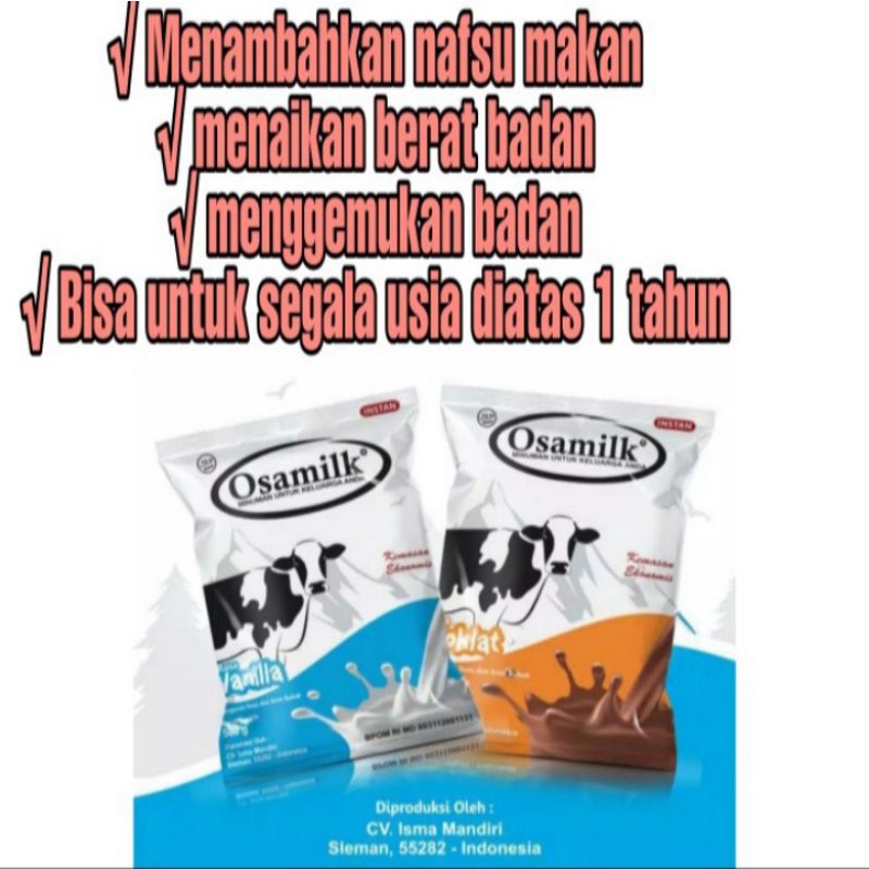 SUSU OSAMILK 500GR BPOM | SUSU PENGGEMUK BADAN | SUSU SAPI MURNI 100% |