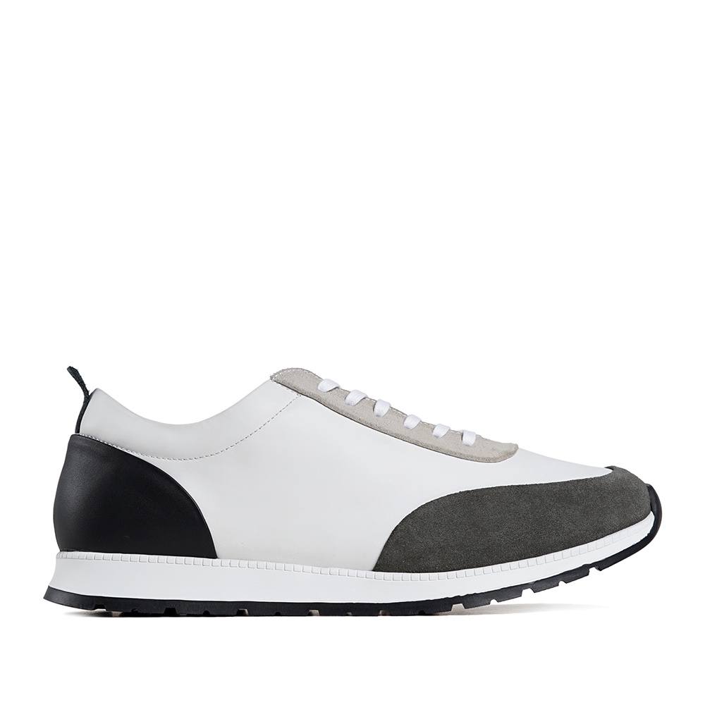 Prabu - Panji Grey Sepatu Kulit Sneaker Pria Abu-Abu