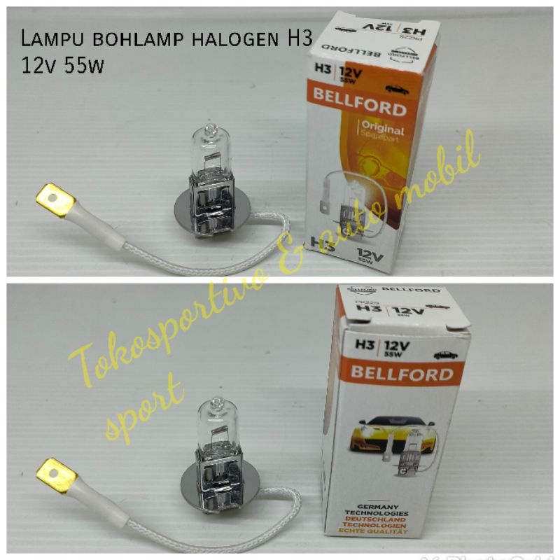 Lampu bohlamp halogen H3 12v 55w bellford Made in Jerman lampu h3 mobil