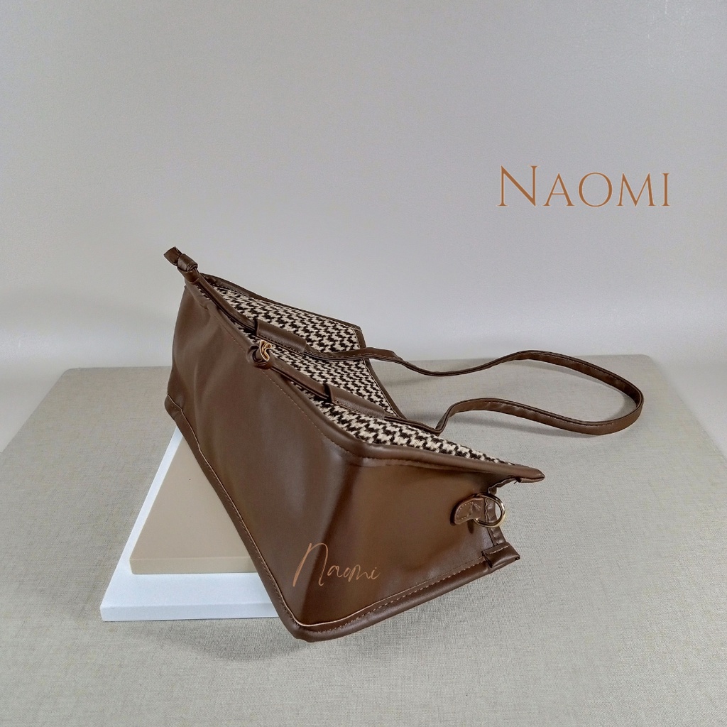 NAOMI - Margareth Shoulder Bag Import - Tas Branded Fashion Bag Wanita - Brown Black Shoulder Bag Premium - Tas Wanita - Tas Naomi - Naomi Bag - women bag