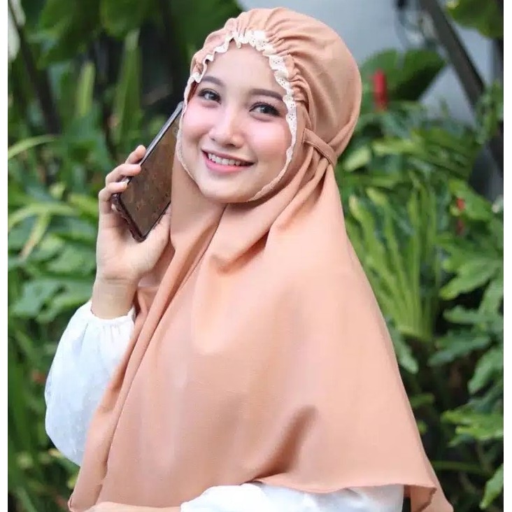 Alny Hijab - Bergo Maryam Kerut Renda Diamond Bergo Elya Instan