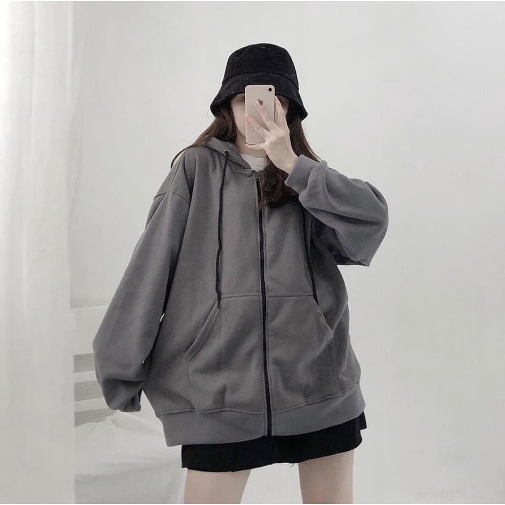 Jaket zipper Hoodie Oversize XXL Sweater Ziper Hoodie Polos Pria - wanita