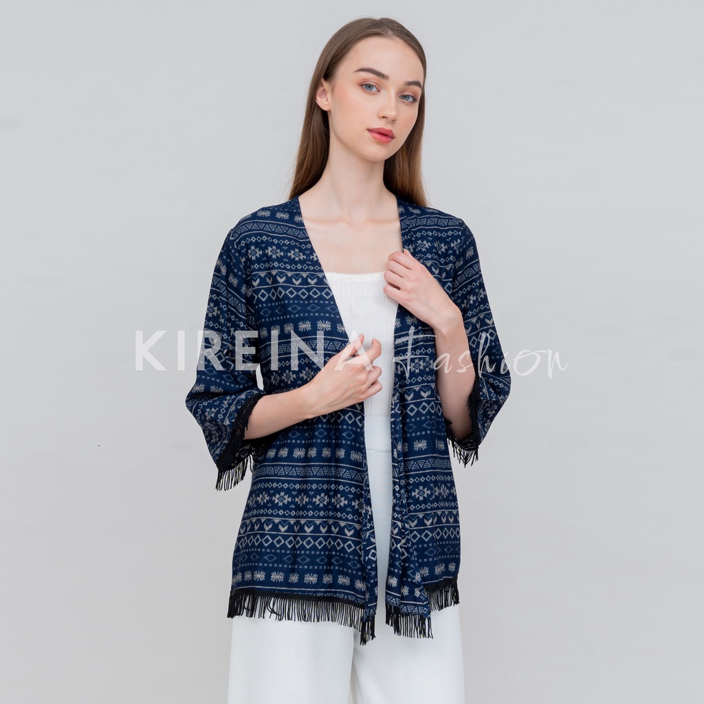 Cardigan Bohemian Rumbai Cardigan Rumbai Tribal Cardigan Cetak Bohemian Katun Rayon Viscose | Kireina Fashion