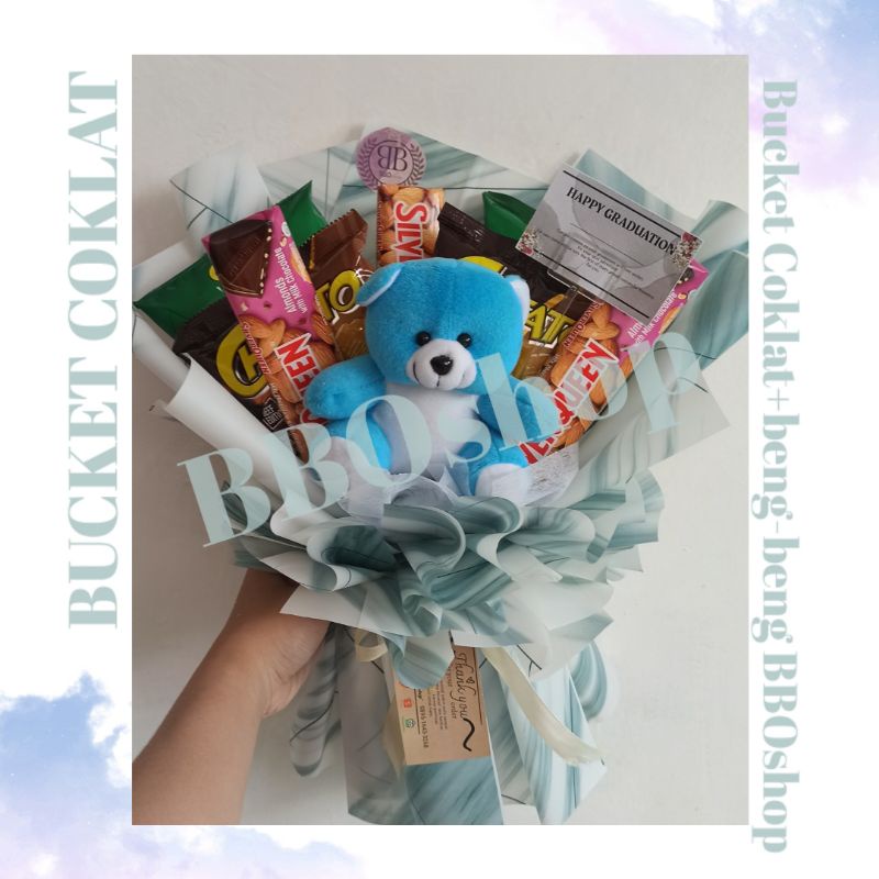 

buket snack bouquet snack cokelat with teddy buket wisuda ulang tahun
