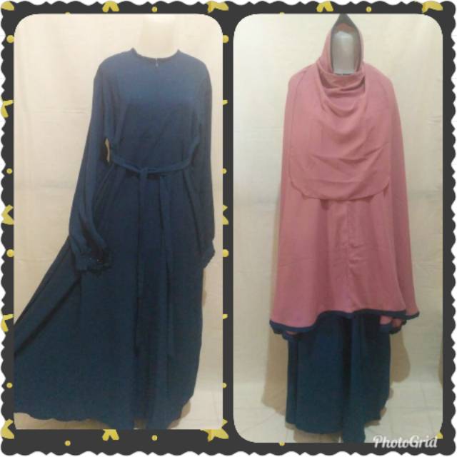 Set Gamis & Jilbab Cadar Wollycrepe Polos dan Kombinasi