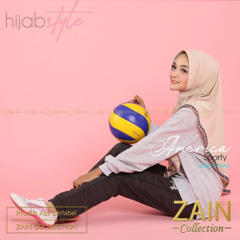 (Bisa Cod) Bergo Sporty America Original Zain Jersey Super 100% Real pic Hijab sporty olahraga-7