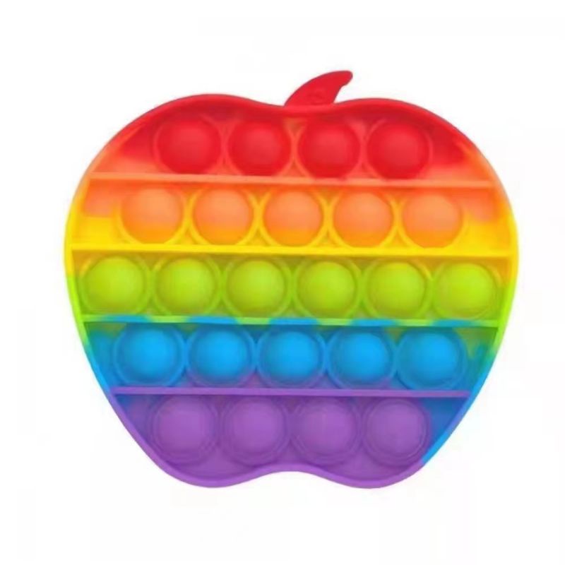 Mainan Fidget Pop It Bulat Warna Pelangi Untuk Penghilang Stress Anak-Apel rainbow