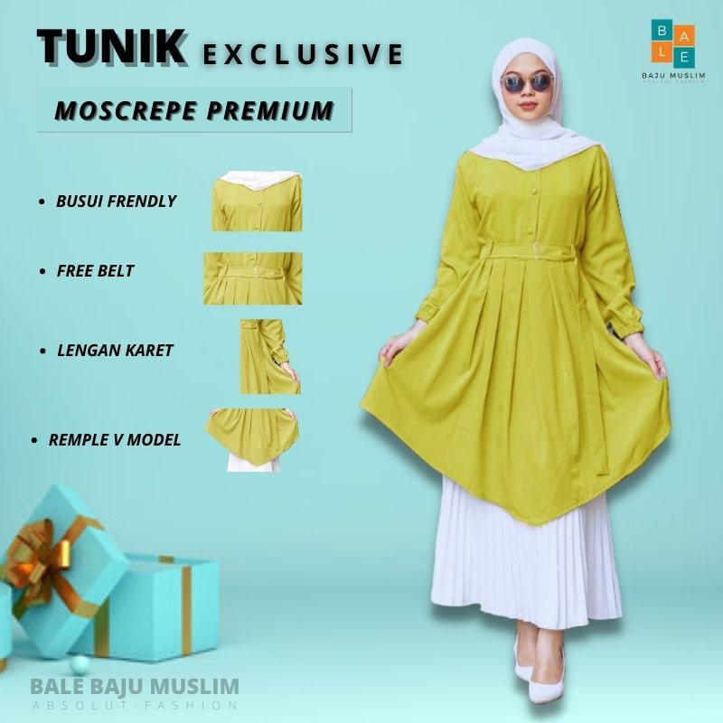 Baju Tunik Wanita Terbaru 2021 Atasan Baju Tunik Wanita Muslimah Muslim Tunik Kekinian Polos LEMON