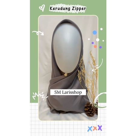 HIJAB ZIPPER POLOS LIMITED EDISION JILBAB RESLETTING ZIPER  + POUCH + MASKER