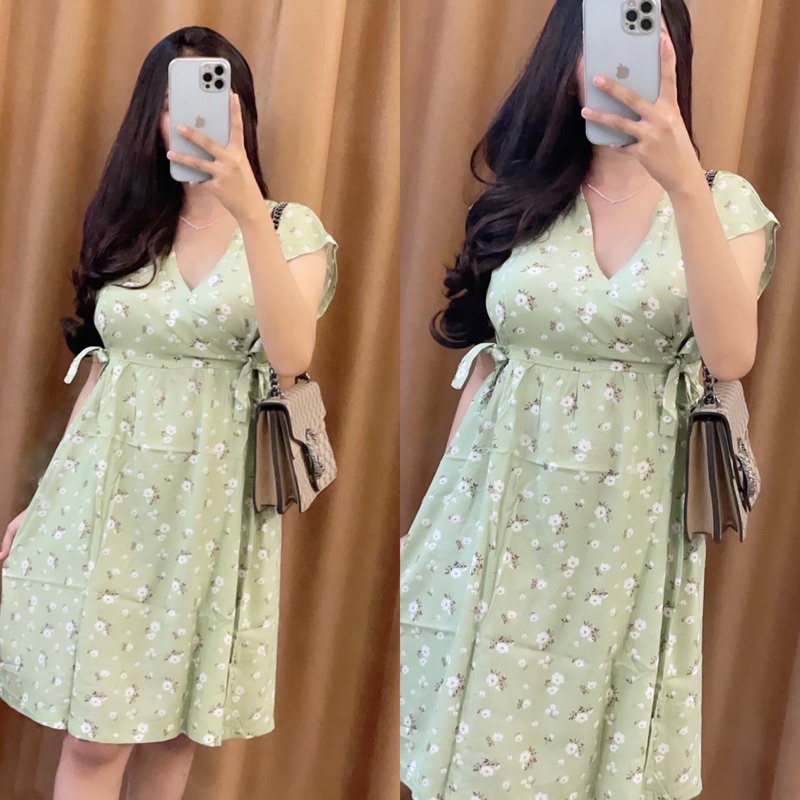 Baju tidur Daster kekinian kimono busui frendly bahan rayon adem-BUNGA HIJAU