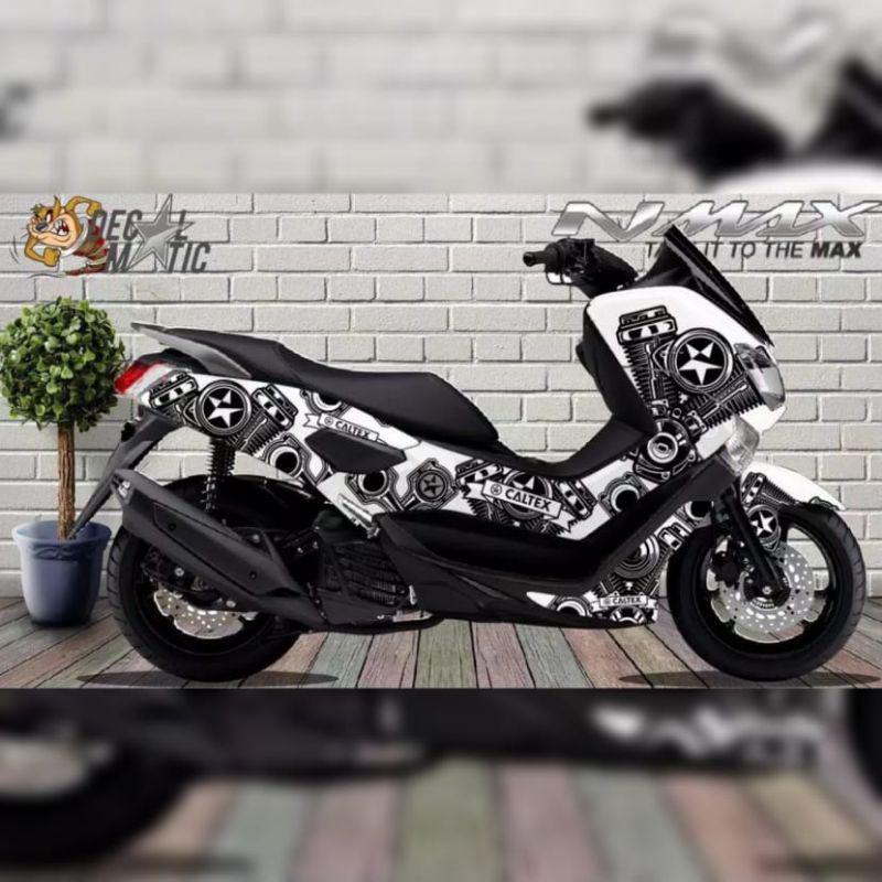 Stiker Decal Nmax Lama Fullbody Caltex Putih hitam