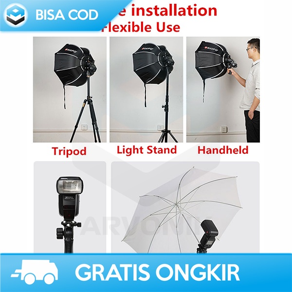 SOFTBOX REFLEKTOR FLASH OTCAGONAL PAYUNG STUDIO BY TRIOPO KS65 65CM