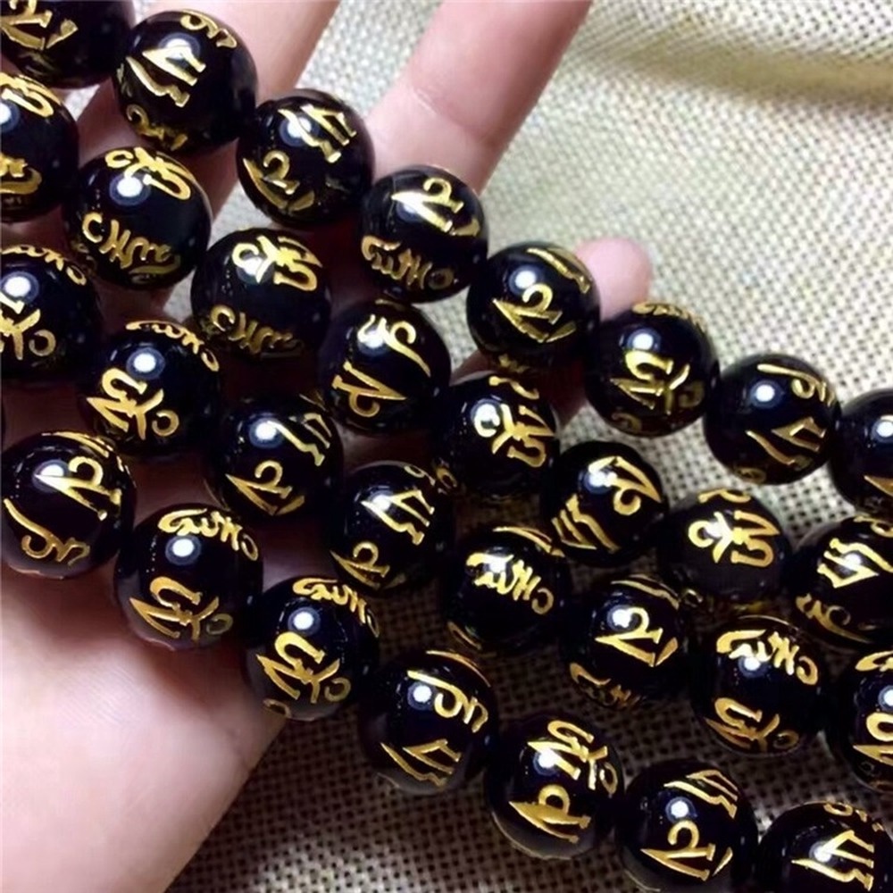 50 / 100 Pcs Manik-Manik Buddha Charms Ukiran Naga Emas Ukuran 8mm - 14mm Untuk Membuat Perhiasan Gelang