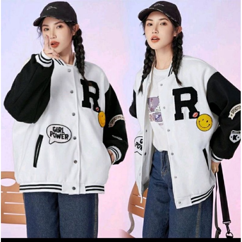 jaket baseball termurah / jaket varsity kekinian / JAKET R BASEBALL