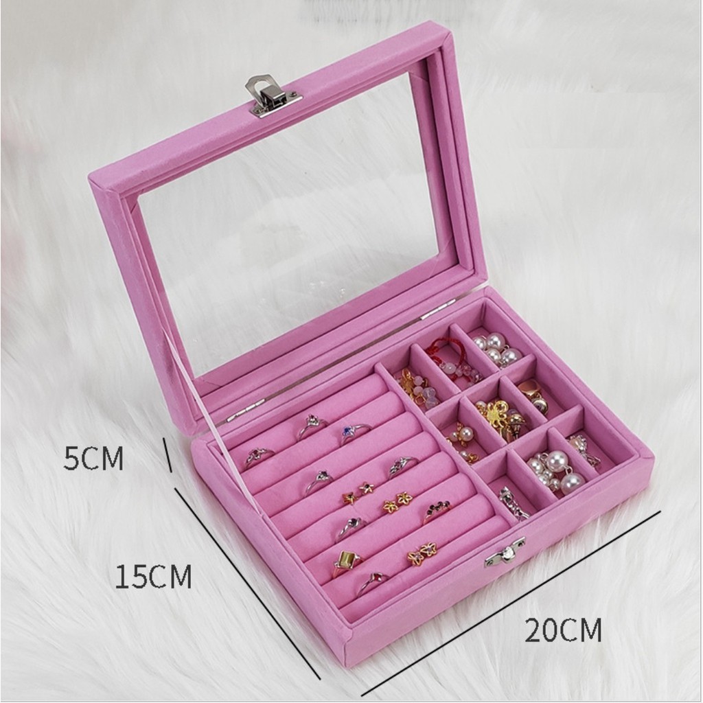 Kotak Perhiasan #74 Tempat Penyimpanan Travel Jewelry Box Case Untuk Anting Cincin Kalung Organizer