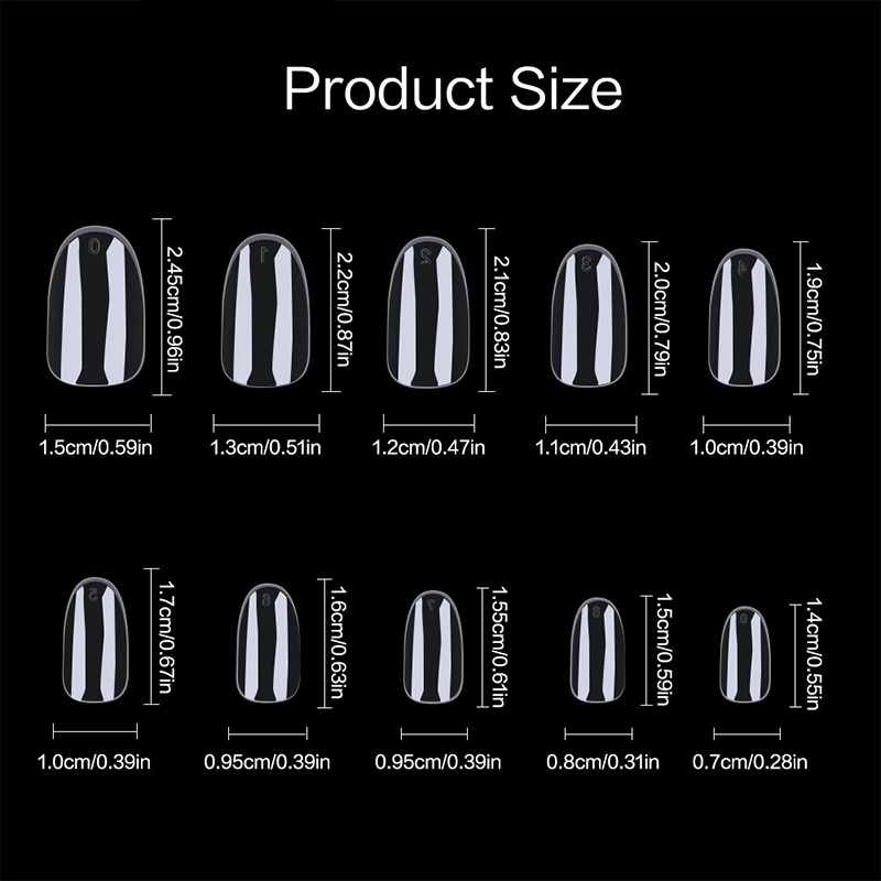 Short Round Fake Nails 500Pcs Kuku Palsu Short Oval Short Oval Nails Kuku Nail Transparan Oval Palsu