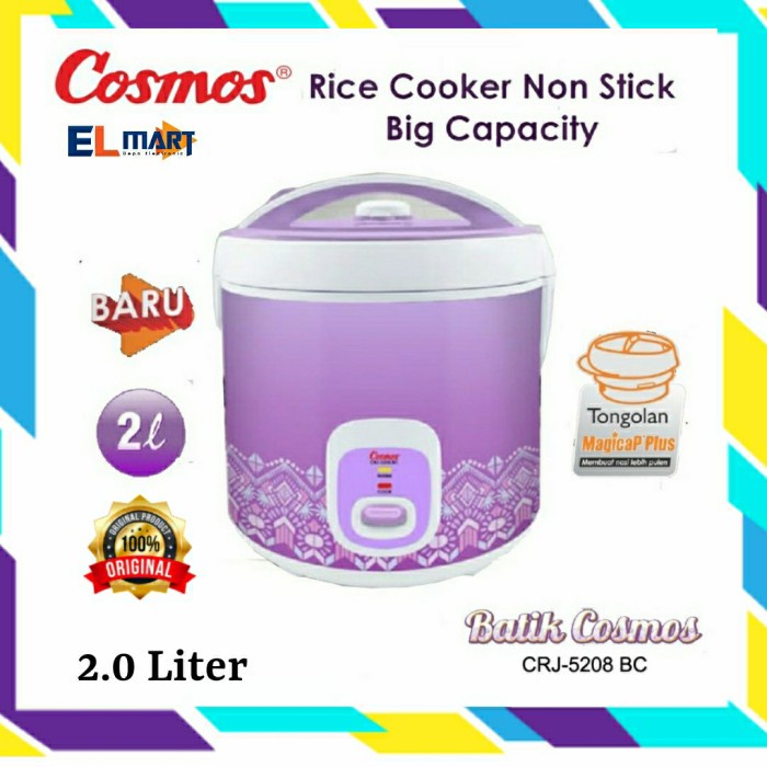 Magic Com Rice Cooker Cosmos 2 Liter 2L CRJ 5208 BC 5208BC Batik