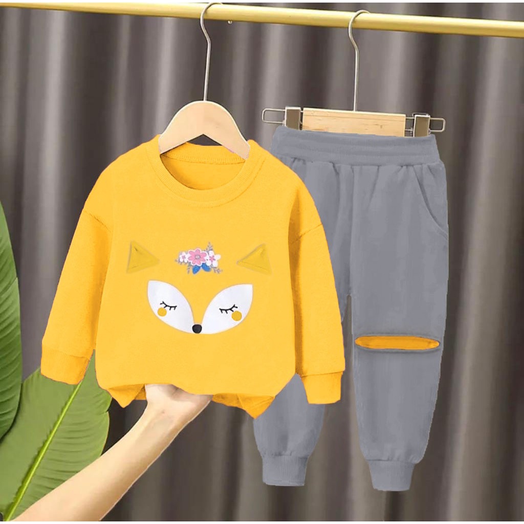 SETELAN SWEATER JOGGER ANAK BAJU ANAK 1-5 TAHUN MOTIF RUBAH BUNGA SWEATER  PEREMPUAN SETELAN ANAK MURAH BAJU ANAK MURAH BAJU ANAK LAKI LAKI BAJU ANAK PEREMPUAN TERLARIS