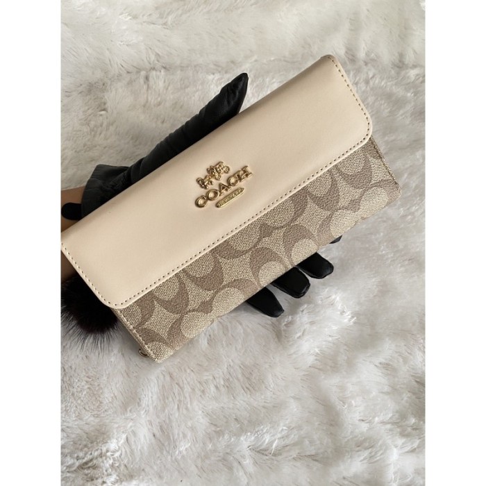 

Dompet Wanita Import Coach Wallet Full Embos Free Box + Paperbag - cream