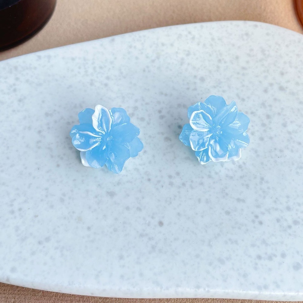 Anting Klip On Tanpa Tindik Desain Bunga Warna-Warni Bahan Resin Gaya Korea Untuk Pesta Pernikahan