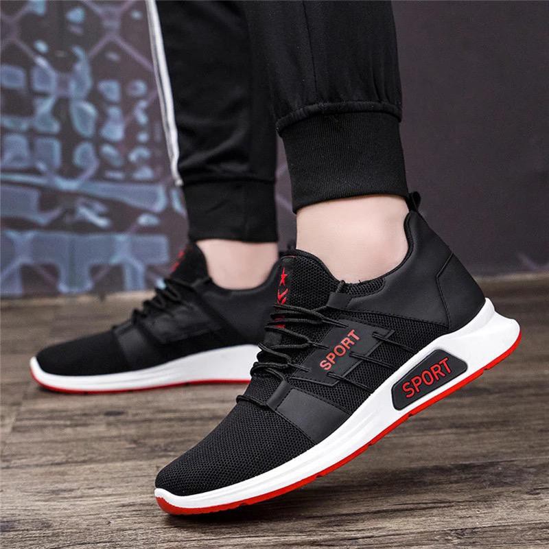 Sepatu Sneakers Sport Running Pria Import - Hitam