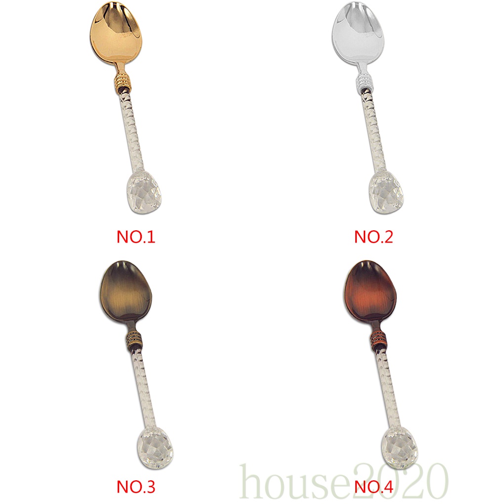 [HOUSE2020]Retro Crystal Handle Tea Coffee Spoon Ice Cream Spoon Dessert Ladle Scoop