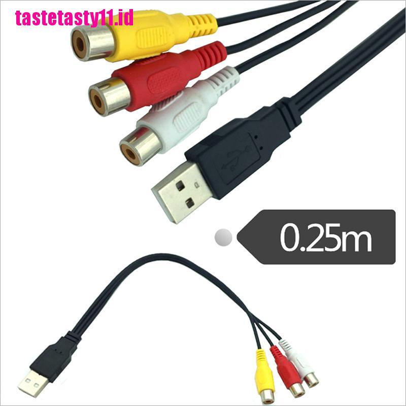 【TTID】USB male plug to 3 rca female adapter audio converter cable usb to rca