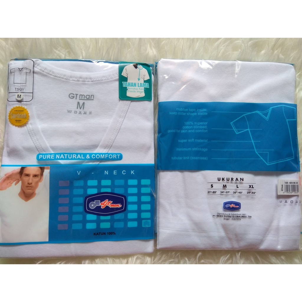 KAOS OBLONG | GT MAN V-NECK PUTIH