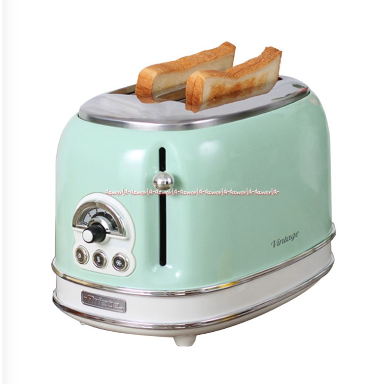 Ariete Pemanggang Roti 2 Slice Vintage Toaster Hijau Panggangan Roti