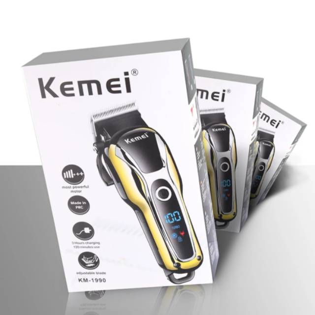 KEMEI KM-1990 Hair Clipper Rechargeable Alat Mesin Cukur Rambut Kemei Original