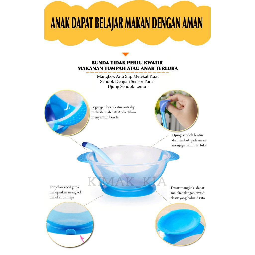 Mangkok Bayi - Alat Makan Bayi Silikon Anti Tumpah - Alat Makan Set MPASI Bayi - Mangkok Sendok Bayi