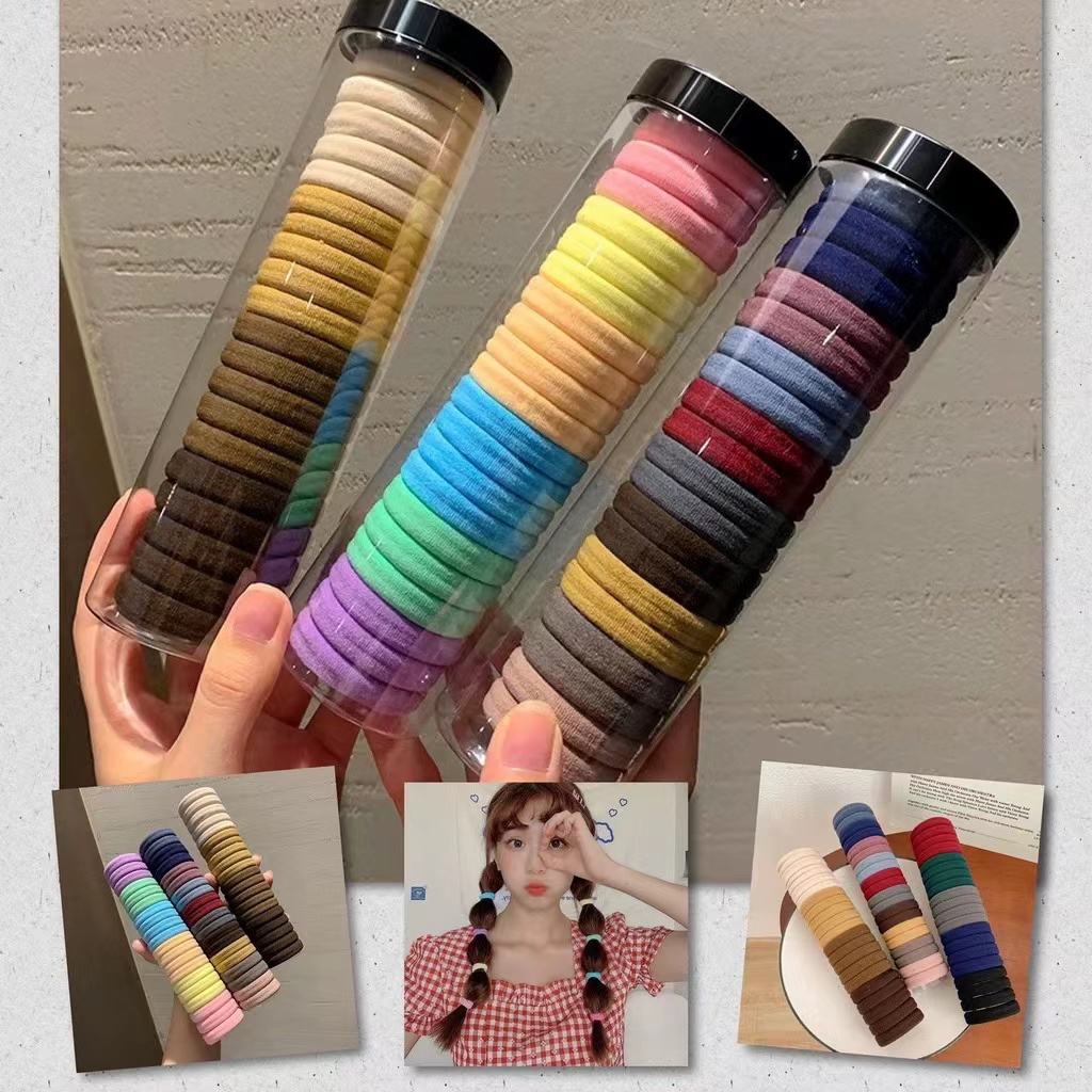 20Pcs Ikat Karet Rambut Tabung Korea Wanita Kualitas Premium bentuk Botol Tube Korean Jepang Fashion Barel