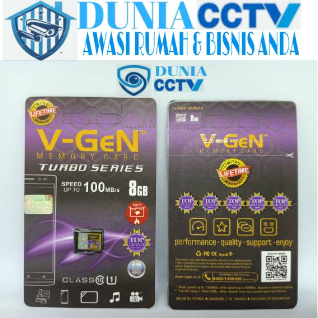 SD V-GeN Turbo 8GB Class 10 Micro SD VGEN Memory HP 8 GB NA