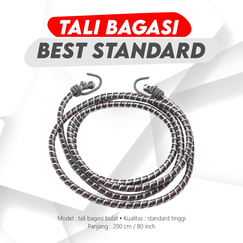 Tali Bagasi Motor 2 Meter / Tali Karet Pengikat Barang 8mm Pengait Kawat PVC Anti Lecet