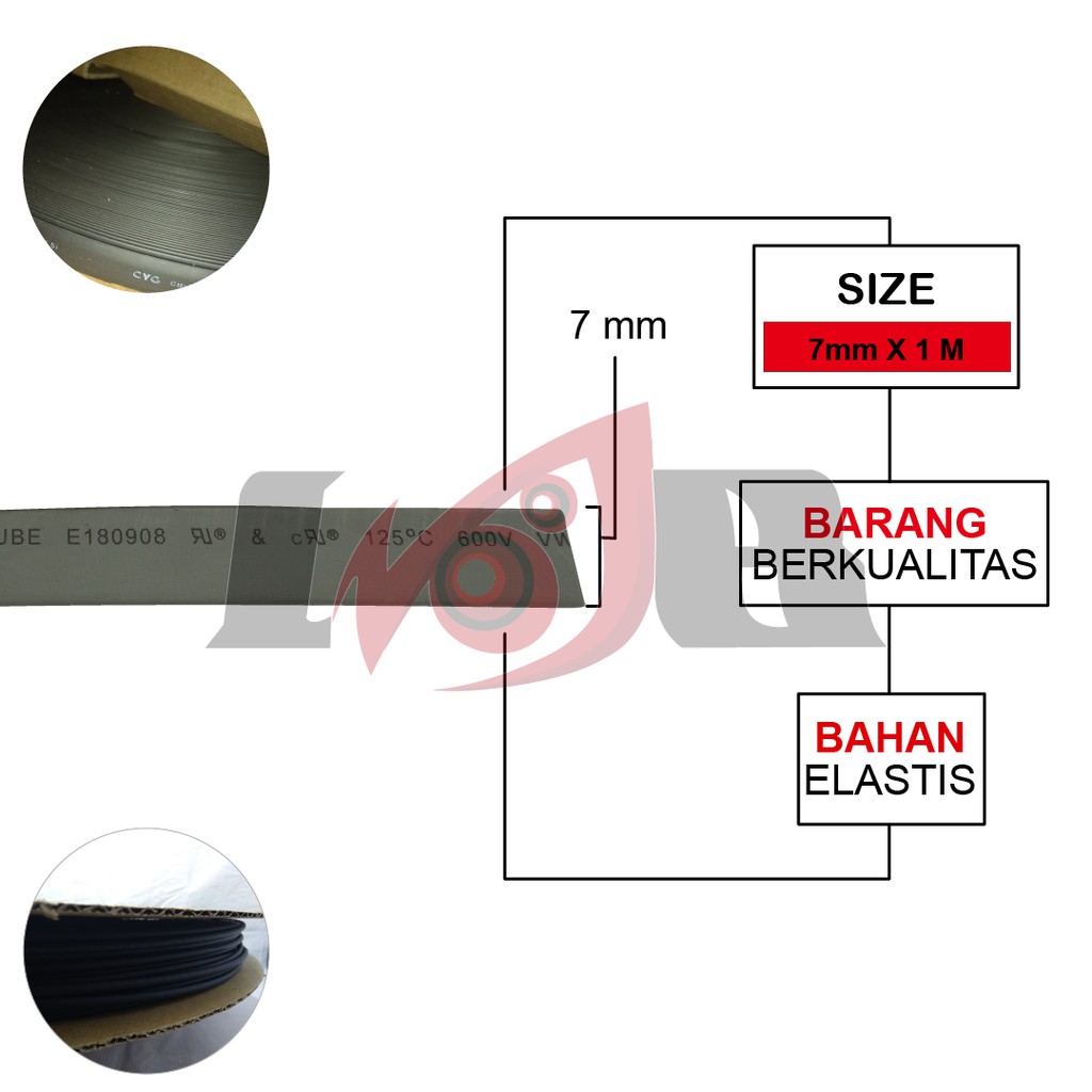 7mm Heat Shrink Selang Bakar Selongsong Isolasi Pelindung Kabel 1 Meter