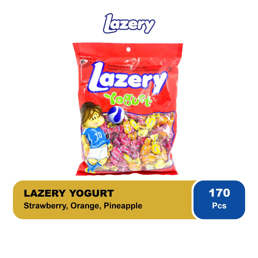 

Permen Lazery Yogurt 425 gram - Lazery Yogurt Strawberry Orange Pineapple Candy