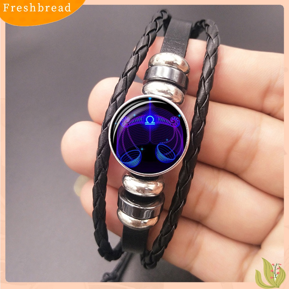 [TERLARIS]Punk Unisex 12 Constellations Charm Multilayer Braided Faux Leather Bracelet