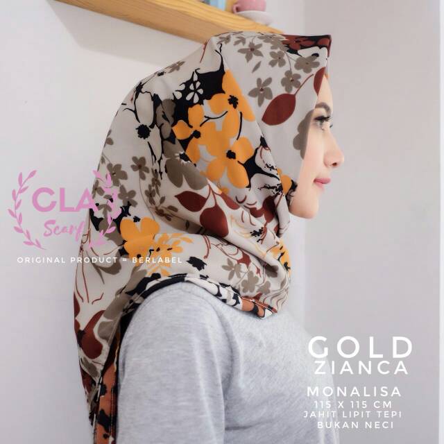 GOLD ZIANCA SQUARE HIJAB SEGI EMPAT / SQUARE MOTIF / HIJAB MOTIF/SCARF MOTIF