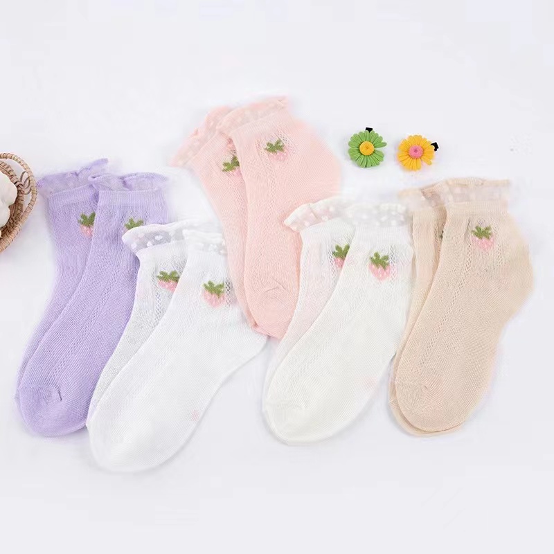 (1 Set 5 pcs) Set kaos kaki Anak Perempuan Bahan Mesh Halus Import Permium Baru