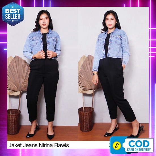 Jaket Crop Jeans / Jaket Jeans Crop / Ukuran M L Xl / Jaket Crop Jeans Oversize / Jaket Wanita Jaket