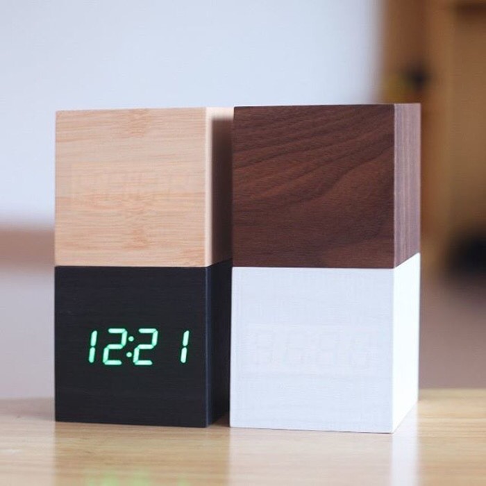 Jam Weker Alarm Kayu Digital Voice Control / JAM KAYU DIGITAL Minimalis / Jam Estetik + SUHU /Digital Wood Smart Alarm Clock/ ESTETIK JAM WEKER