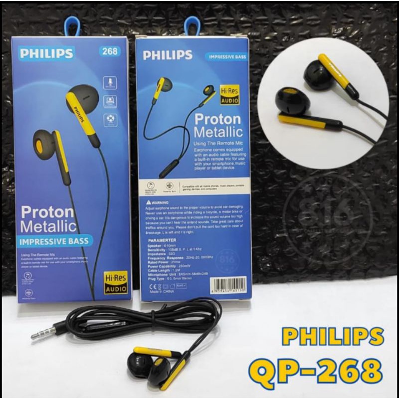 HANDSFREE EARPHONE Philips Qp-268 Proton metalic impressive bass