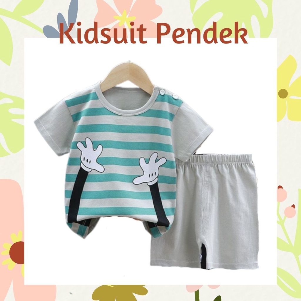 Plazababyku KIDS SUIT PENDEK Setelan Anak Bahan Kaos Lengan + Celana Berkualitas Import ebv cowok